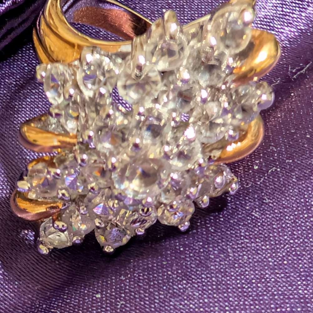 Gold Plated CZs Cluster Ring